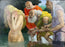 Mythological or Allegorical Scene w Bathing Female Figure Oil on Canvas, Framed 1980's