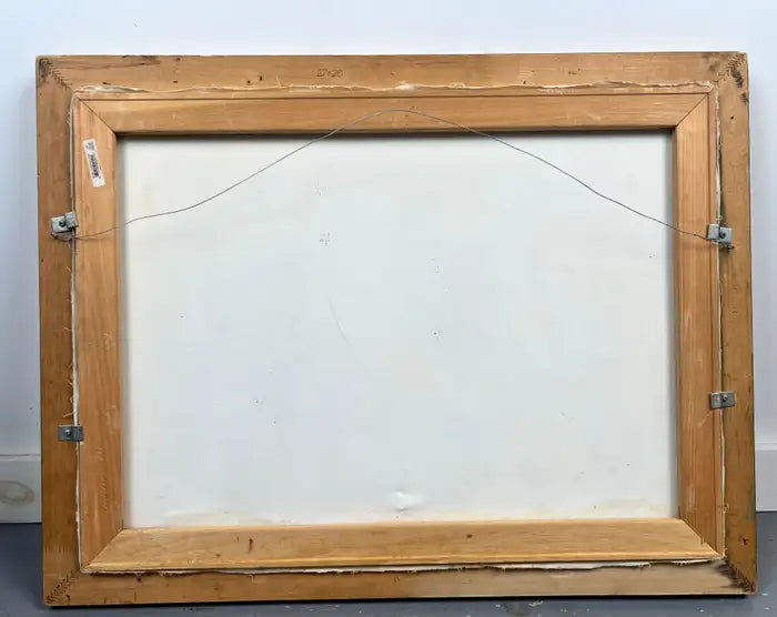 Mythological or Allegorical Scene w Bathing Female Figure Oil on Canvas, Framed 1980's