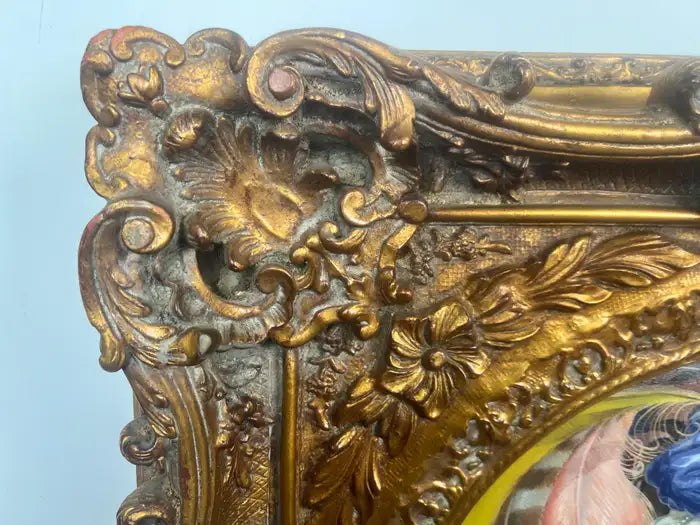 Romantic Belle Époque Portrait of a Lady in Gilded Rococo Frame Print on Canvas 1990's