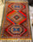 Boho Chic Moroccan Handwoven Blue & Red Wool Diamond Design Rectangular Rug