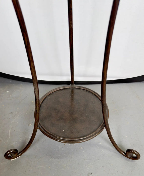 English Victorian Wrought Iron Wash Stand with Oval Mirror, Basin and Pitcher