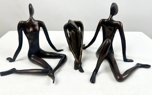 Modernist Figural Limited Edition Bronze Sculpture, Set of 3, Signed & Numbered 1980's