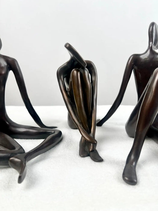 Modernist Figural Limited Edition Bronze Sculpture, Set of 3, Signed & Numbered 1980's