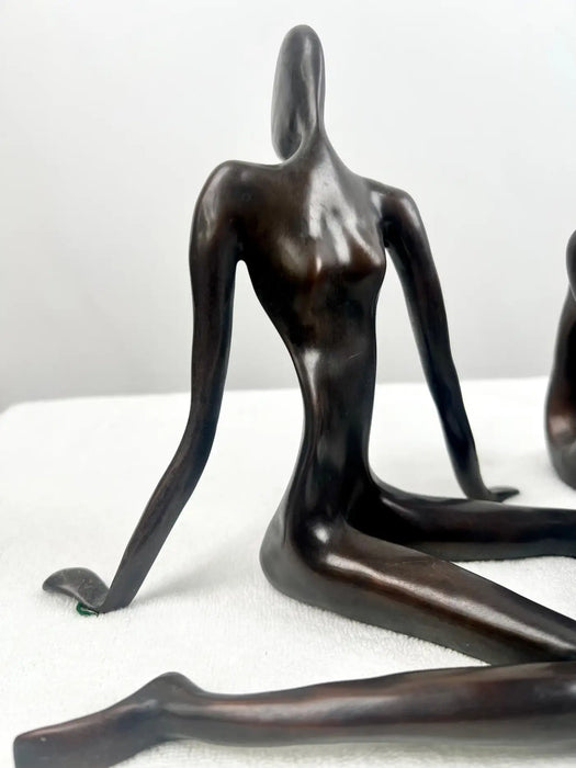 Modernist Figural Limited Edition Bronze Sculpture, Set of 3, Signed & Numbered 1980's