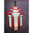 Art Deco-Style White Milk & Red Glass & Bronze Chandelier, Pendant or Lantern