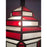 Art Deco-Style White Milk & Red Glass & Bronze Chandelier, Pendant or Lantern