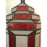 Art Deco-Style White Milk & Red Glass & Bronze Chandelier, Pendant or Lantern