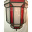 Art Deco-Style White Milk & Red Glass & Bronze Chandelier, Pendant or Lantern