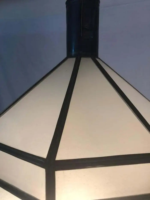 Art Deco White Milk Glass Handmade Chandelier, Pendant, Lantern, a Pair