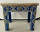 Boho Chic Style Moroccan Blue & Silver Rectangular Side or End Table, Pair