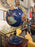 20th Century Lapis Blue Gemstone World Globe with Gilt Meridian Stand