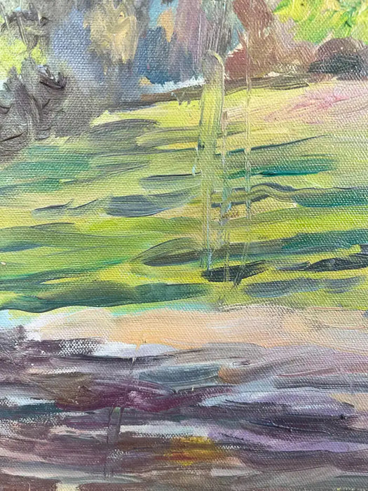 Girair Poladian Signed 1994 Landscape Oil Painting in Ornate Gilt Frame 1994