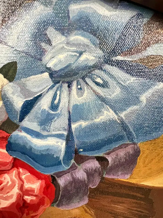 Romantic Belle Époque Portrait of a Lady in Gilded Rococo Frame Print on Canvas 1990's