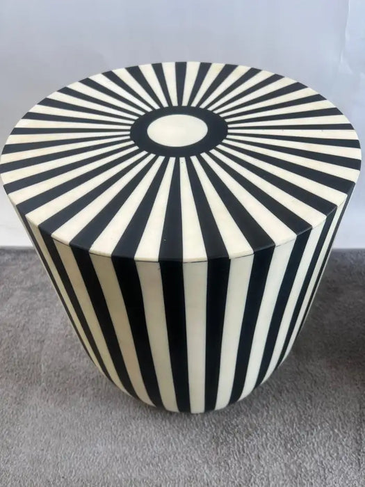 Art Deco Style Black and White Resin Side, End Table or Stool, a Pair