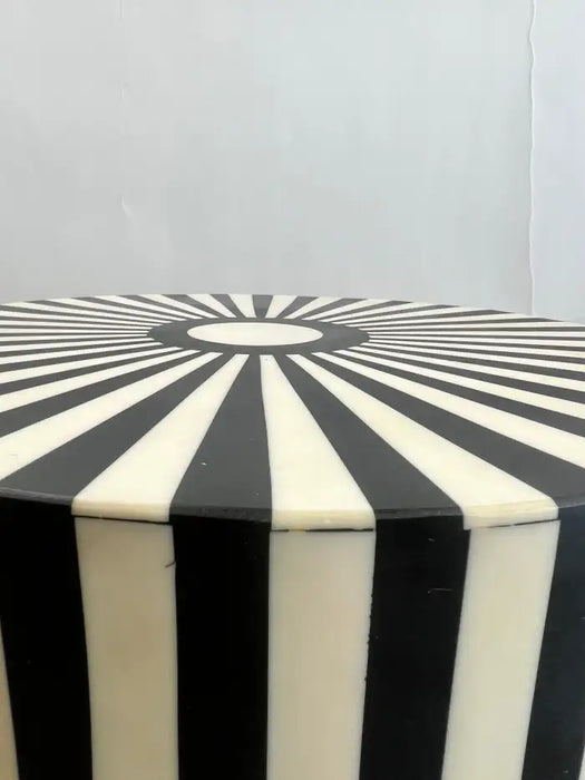 Art Deco Style Black and White Resin Side, End Table or Stool, a Pair