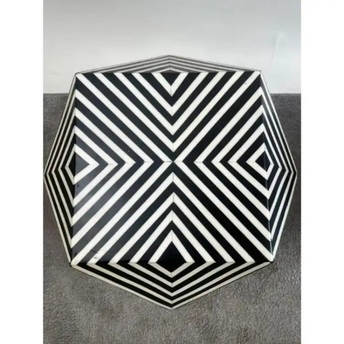Art Deco Style Sculptural Resin Black & White Pedestal , Side End Table or Stool