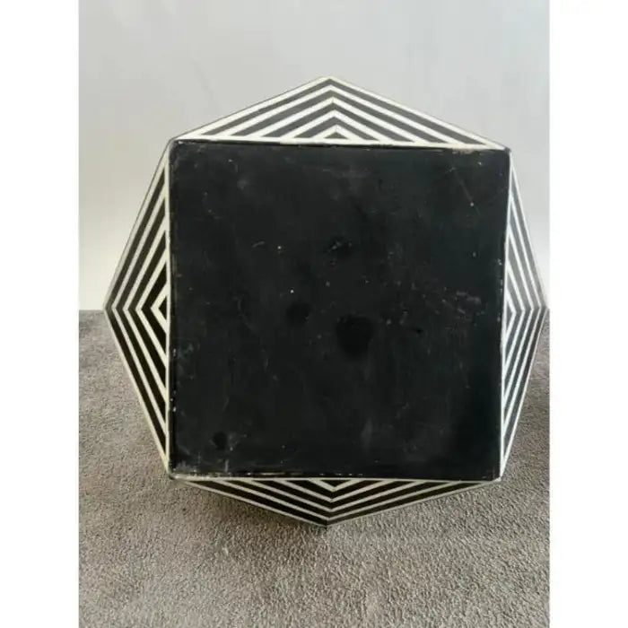 Art Deco Style Sculptural Resin Black & White Pedestal , Side End Table or Stool