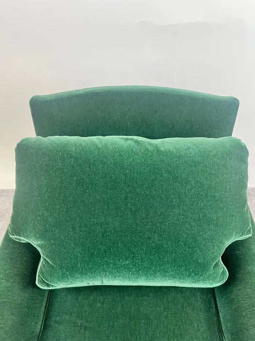 Hollywood Regency Style Custom Overstuffed Emerald Velvet Armchair
