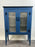 Modern Farmhouse Blue Solid Pin with Silver-Tone Mesh Doors Server or Cabinet