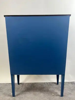 Modern Farmhouse Blue Solid Pin with Silver-Tone Mesh Doors Server or Cabinet