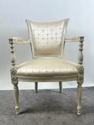 French Academic Revival Louis XVI Style Off-White Painted Chair C 1930's, a Pair
