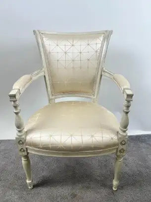 French Academic Revival Louis XVI Style Off-White Painted Chair C 1930's, a Pair