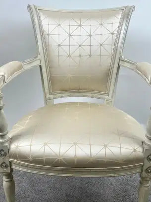 French Academic Revival Louis XVI Style Off-White Painted Chair C 1930's, a Pair