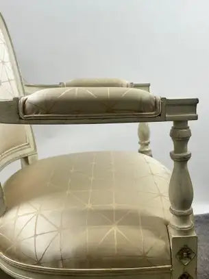 French Academic Revival Louis XVI Style Off-White Painted Chair C 1930's, a Pair