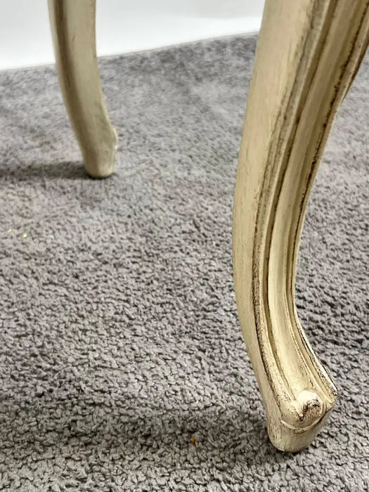 20th C French Louis XV Style Off-White & Beige Upholstered Bench or Window Seat