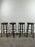 Vintage Industrial Style Round Wood Top Bar Stools w Black Iron Legs, Set of 4