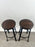 Vintage Industrial Style Round Wood Top Bar Stools w Black Iron Legs, Set of 4