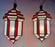 Art Deco Style White Milk and Red Glass Pendant, Lantern or Chandelier, a Pair