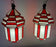 Art Deco Style White Milk and Red Glass Pendant, Lantern or Chandelier, a Pair