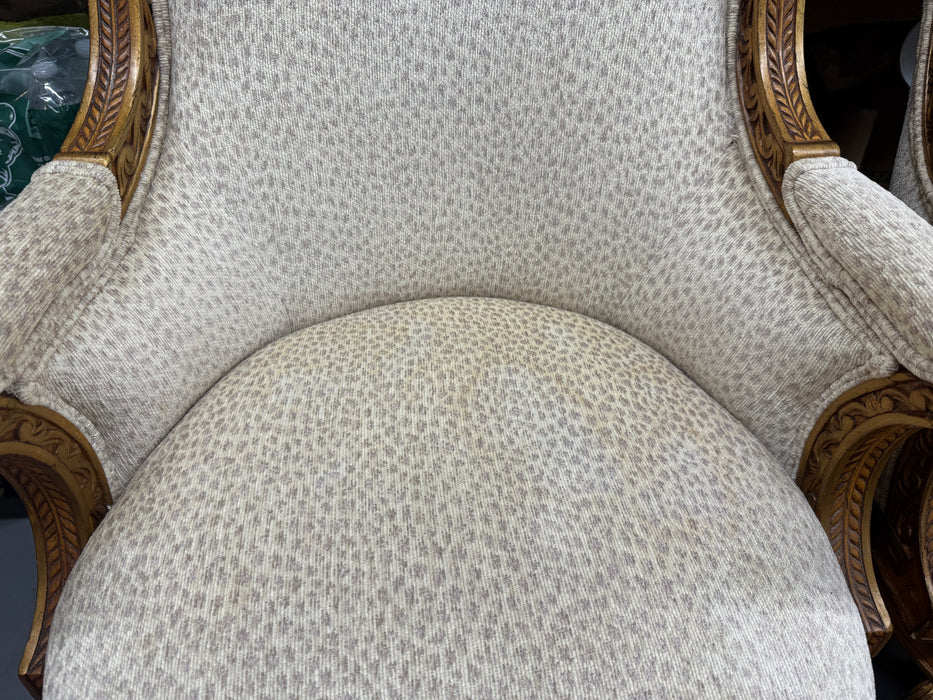 Ferguson Copeland Italian Provincial Style Leopard Upholstery Bar Stool, a Pair