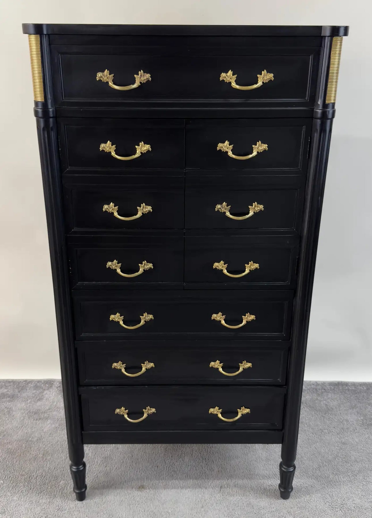 Maison Jansen Style Hollywood Regency Ebony & Brass Two-Door Bar and T Maison Jansen Style Hollywood Regency Ebony & Brass Two-Door Bar and T