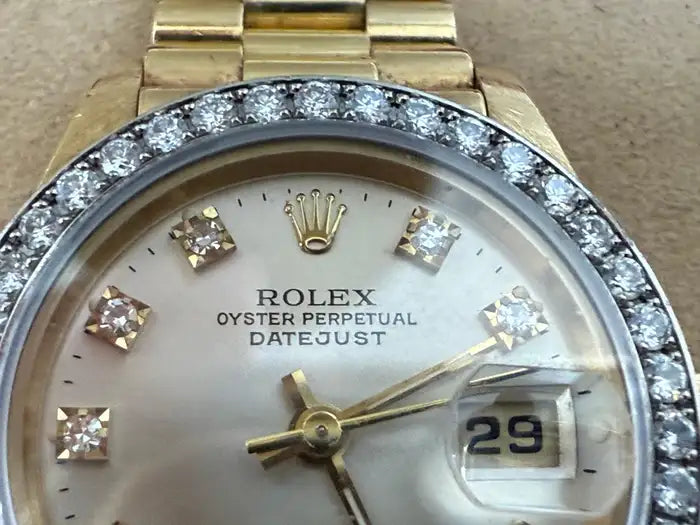 Rolex 69178 Datejust 18k Yellow Gold Diamond Bezel & Dial Ladies 26 mm Watch