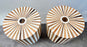 Art Deco Style Brown & White Cylindrical Walnut Resin End Table or Stool, a Pair