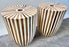 Art Deco Style Brown & White Cylindrical Walnut Resin End Table or Stool, a Pair