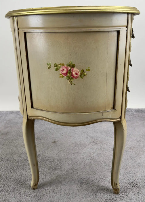 French Provincial Style Kidney Shaped Lady Writing or Vanity Desk with Ottoman