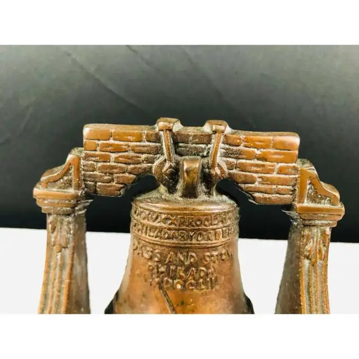 Medieval Antique Cast Bronze Mission Bell Sculpture Bookend, a Pair