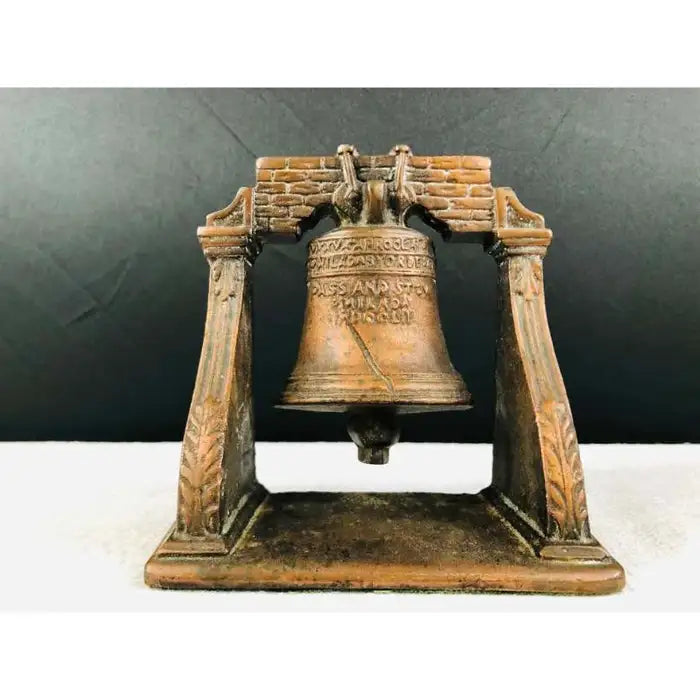 Medieval Antique Cast Bronze Mission Bell Sculpture Bookend, a Pair