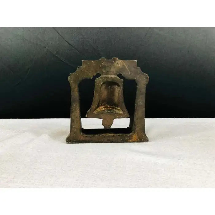 Medieval Antique Cast Bronze Mission Bell Sculpture Bookend, a Pair