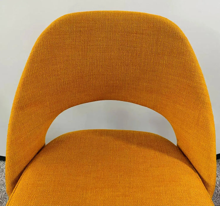 Eero Saarinen for Knoll MCM Tumeric Orange Uphostery Side Chair, a Pair