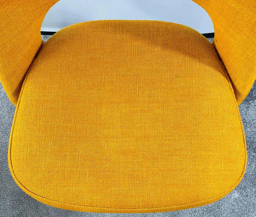 Eero Saarinen for Knoll MCM Tumeric Orange Uphostery Side Chair, a Pair