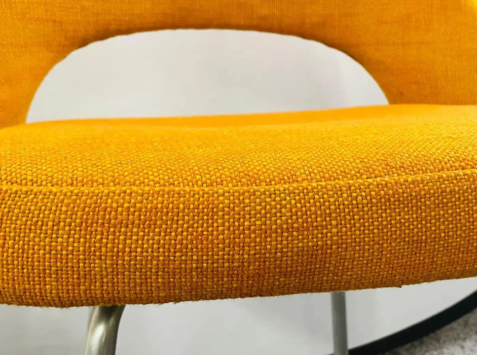 Eero Saarinen for Knoll MCM Tumeric Orange Uphostery Side Chair, a Pair