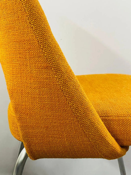 Eero Saarinen for Knoll MCM Tumeric Orange Uphostery Side Chair, a Pair