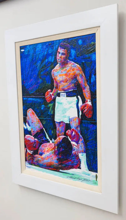 David Lloyd Glover Original Mixed Media Painting of Muhammed Ali vs Sonny Liston 2000's