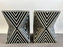 Art Deco Style Black & White Resin Sculptural Side End Table or Stool, a Pair