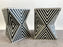 Art Deco Style Black & White Resin Sculptural Side End Table or Stool, a Pair