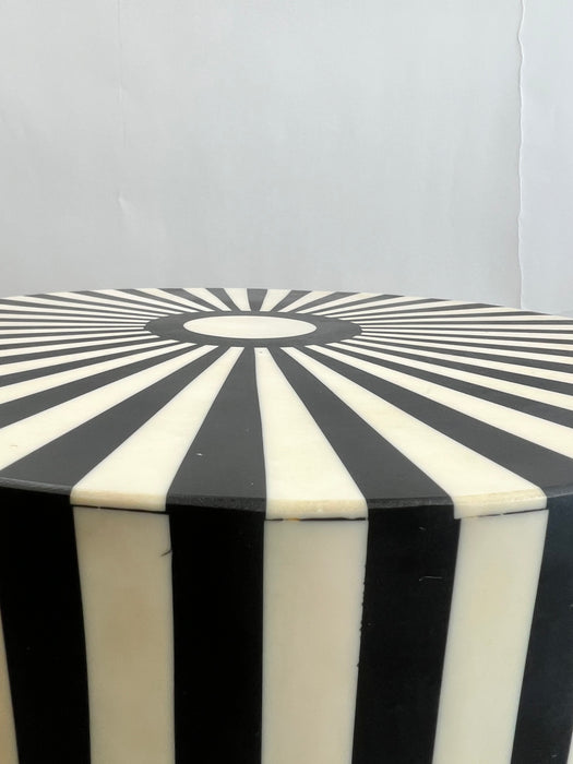 Art Deco Style Black and White Resin Side, End Table or Stool, a Pair